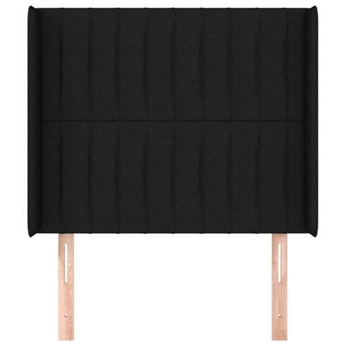 Sengegavl med kanter 103x16x118/128 cm stof sort