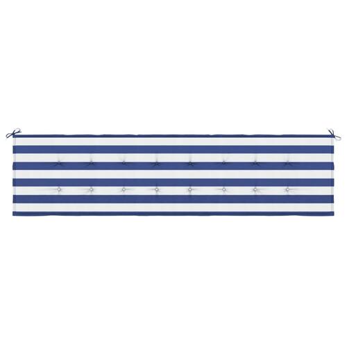 Hynde til havebænk 200x50x3 cm striber stof blå og hvid