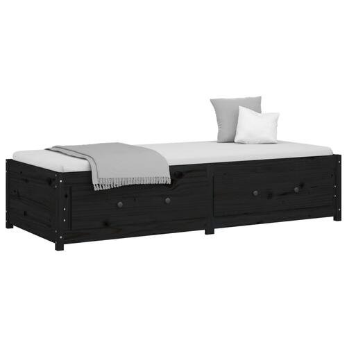 Daybed 90x190 cm Single massivt fyrretræ sort
