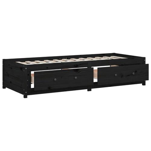 Daybed 90x190 cm Single massivt fyrretræ sort