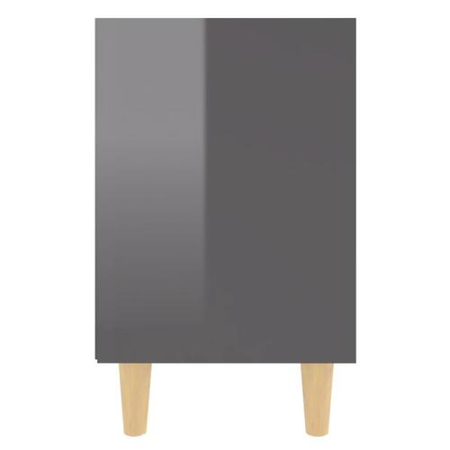 Sengeborde 2 stk. m. massive træben 40x30x50 cm grå højglans