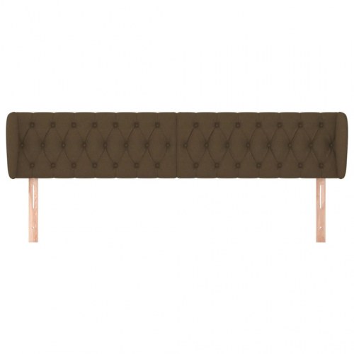 Sengegavl med kanter i stof 183 x 23 x 78/88 cm - mørkebrun