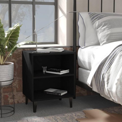 Sengeborde 2 stk. med metalben 40x30x50 sort