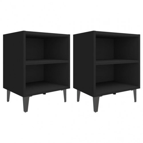 Sengeborde 2 stk. med metalben 40x30x50 sort