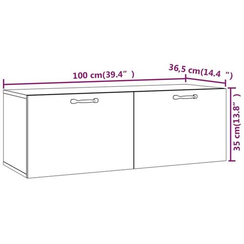 Vægskab 100x36,5x35 cm konstrueret træ brun egetræsfarve