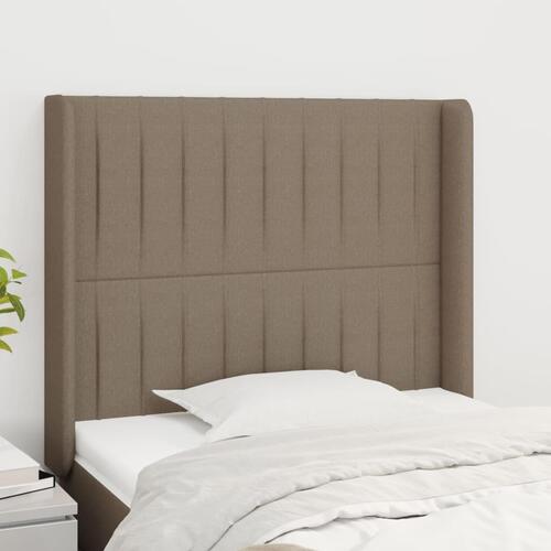 Sengegavl med kanter 103x16x118/128 cm stof gråbrun