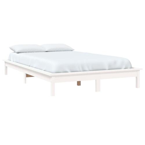 Sengeramme 160x200 cm massivt fyrretræ hvid