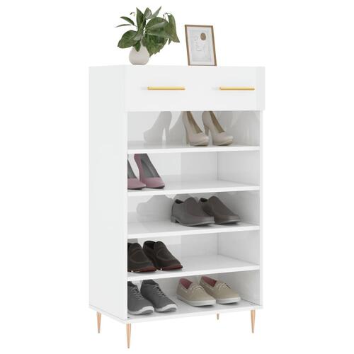 Skoreol 60x35x105 cm konstrueret træ hvid højglans