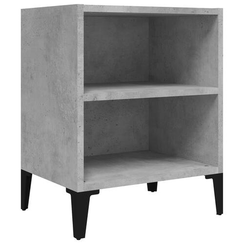 Sengebord med metalben 40x30x50 cm betongrå