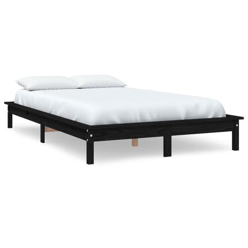 Sengeramme 160x200 cm massivt fyrretræ sort