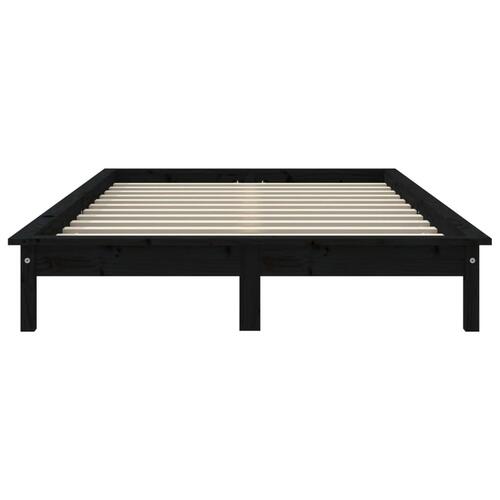 Sengeramme 160x200 cm massivt fyrretræ sort