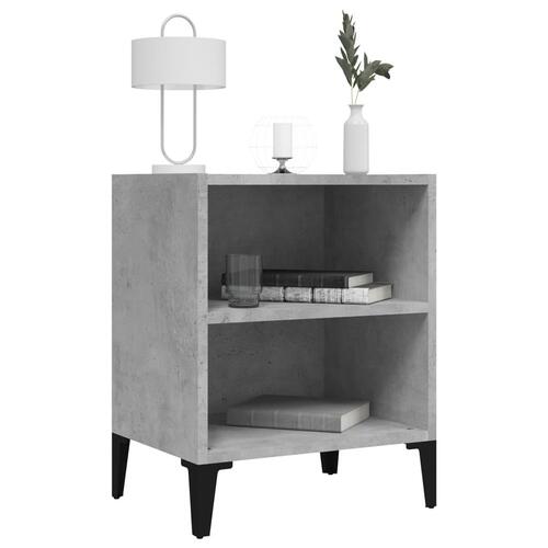 Sengeborde 2 stk. med metalben 40x30x50 cm betongrå