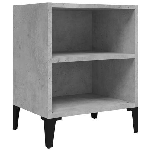 Sengeborde 2 stk. med metalben 40x30x50 cm betongrå