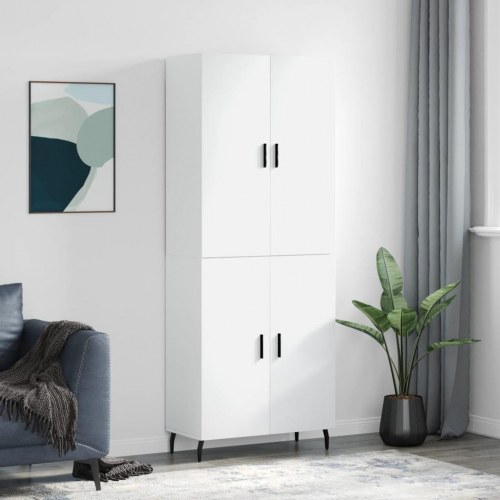 Højskab i hvidt konstrueret træ - 69,5 × 34 × 180 cm