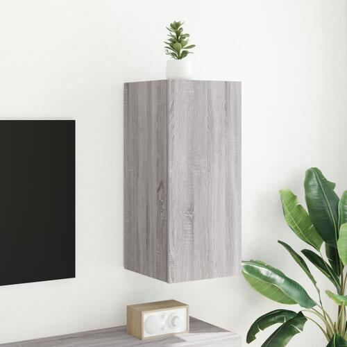 Væghængt tv-bord med LED-lys 30,5x35x70 cm grå sonoma-eg