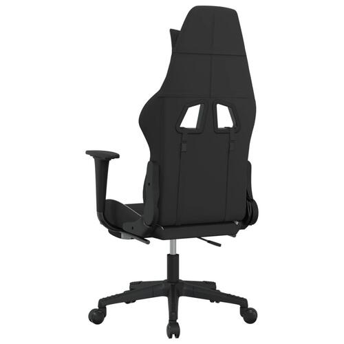 Gamingstol med massagefunktion + fodstøtte stof sort og hvid