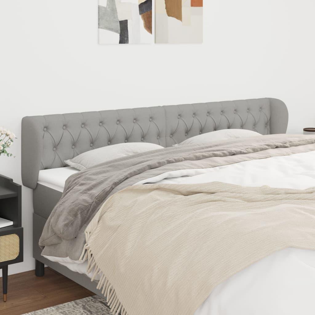 Sengegavl med kanter 203×23×78/88 cm - stof, lysegrå billede
