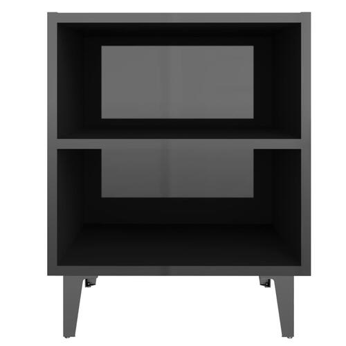 Sengebord med metalben 40x30x50 cm sort højglans