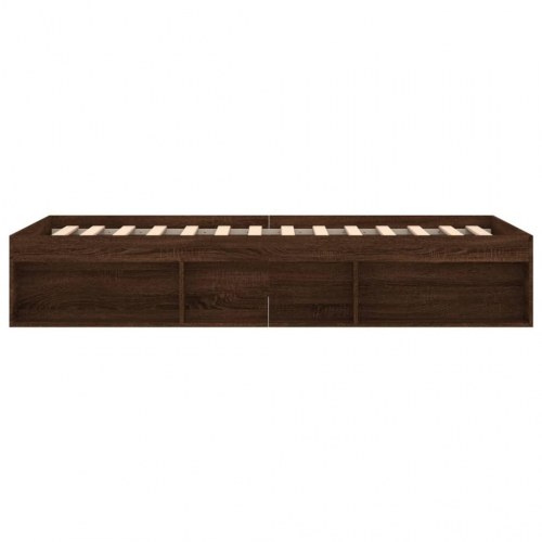 Sengeramme med opbevaring 90x190 cm - brun egetræsfarve