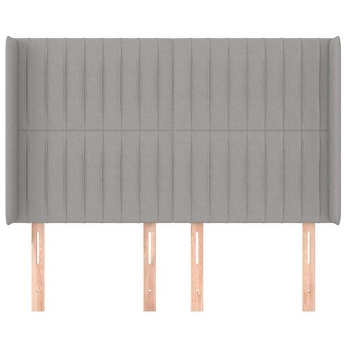 Sengegavl med kanter 147x16x118/128 cm stof lysegrå