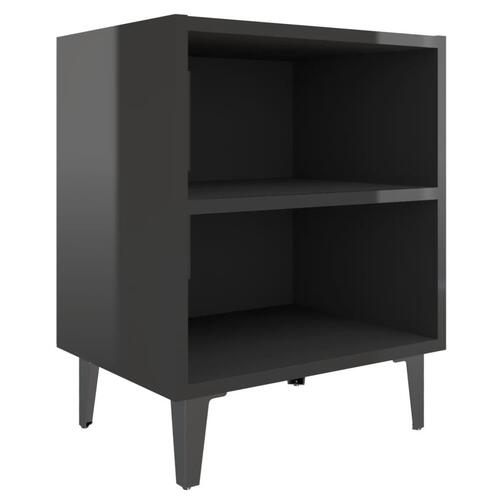 Sengeborde 2 stk. med metalben 40x30x50 sort højglans