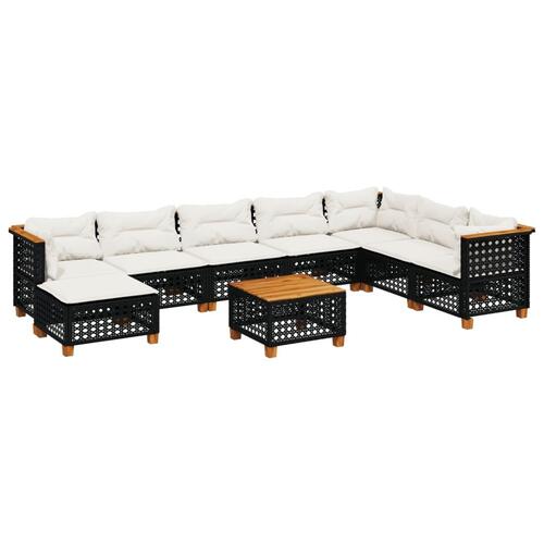 Sofasæt til haven 9 dele med hynder polyrattan sort