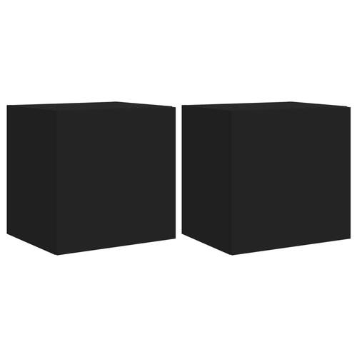Væghængte tv-borde 2 stk. med LED-lys 40,5x35x40 cm sort