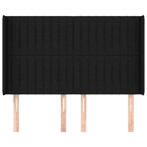 Sengegavl med kanter 147x16x118/128 cm stof sort