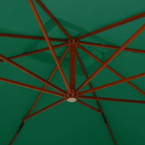 Hængeparasol med træstang 400x300 cm grøn