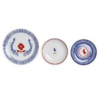 Spisestel Blå Hvid Rød Porcelæn Middelhavet 18 Dele 27 x 27 x 3 cm