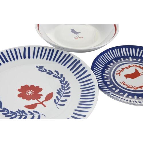 Spisestel Blå Hvid Rød Porcelæn Middelhavet 18 Dele 27 x 27 x 3 cm