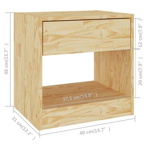 Sengebord 40x31x40 cm massivt fyrretræ
