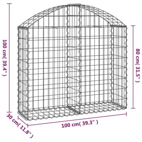 Buet gabionkurv 100 × 30 × 80/100 cm - galvaniseret jern