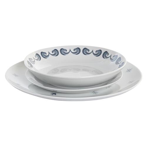 Spisestel Blå Hvid Porcelæn 18 Dele 27 x 27 x 3 cm
