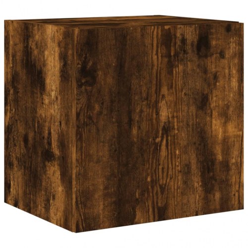 Væghængt tv-bord med LED-lys 40,5 x 35 x 40 cm - røget egetræsfarve