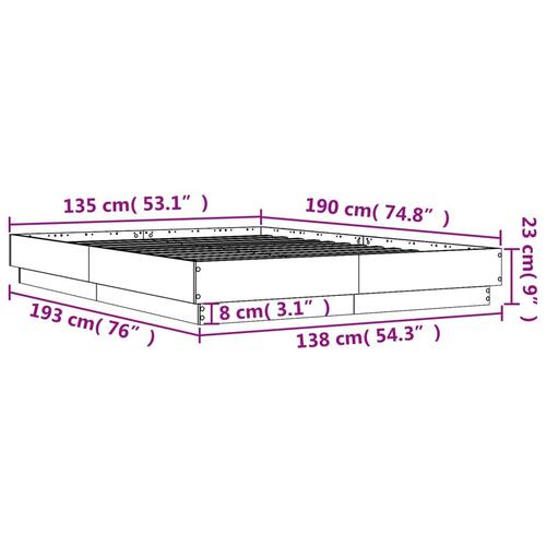 Sengestel 135x190 cm konstrueret træ sort