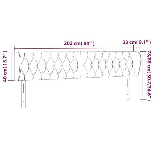 Sengegavl med kanter 203x23x78/88 cm stof gråbrun