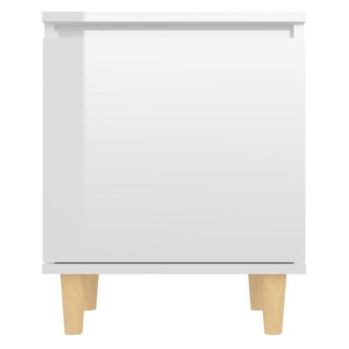 Sengeskabe 2 stk. m. massive træben 40x30x50 cm hvid højglans