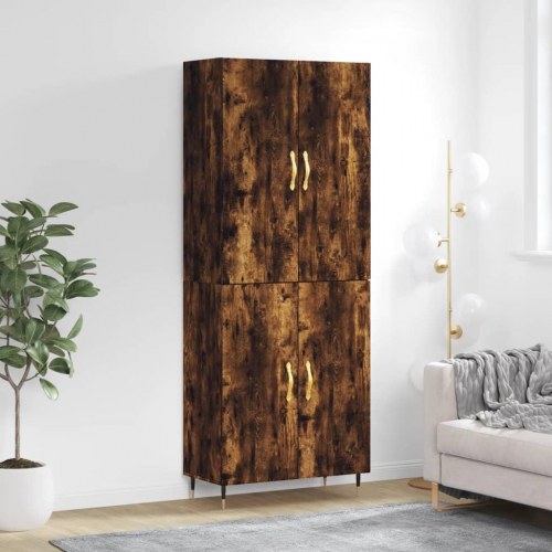 Højskab 69,5x34x180 cm konstrueret træ røget egetræsfarve