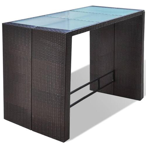 Havebarsæt 7 dele med hynder polyrattan brun