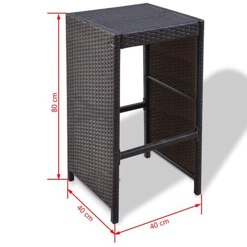 Havebarsæt 7 dele med hynder polyrattan brun