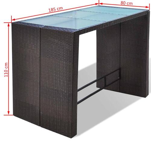 Havebarsæt 7 dele med hynder polyrattan brun