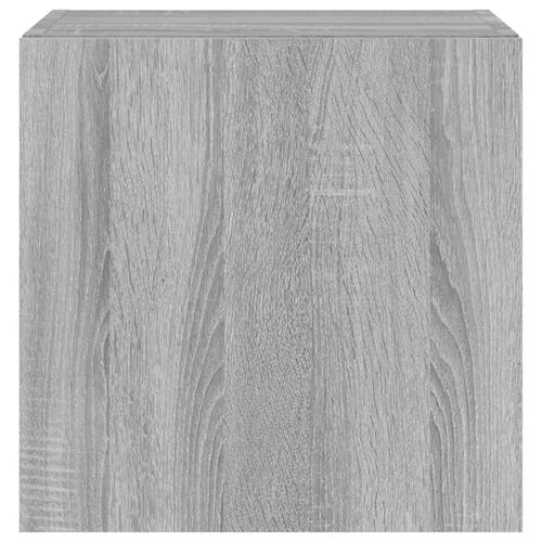 Væghængt tv-bord med LED-lys 40,5x35x40 cm grå sonoma-eg