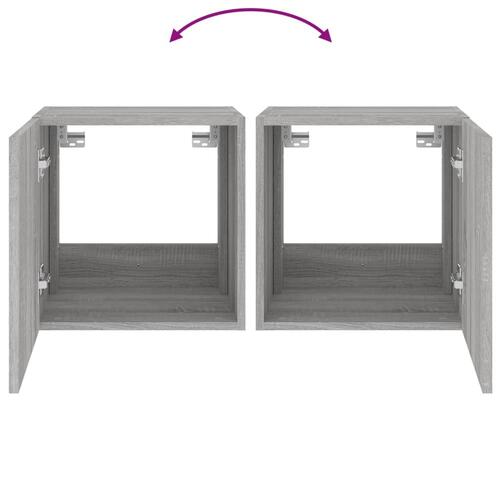 Væghængt tv-bord med LED-lys 40,5x35x40 cm grå sonoma-eg