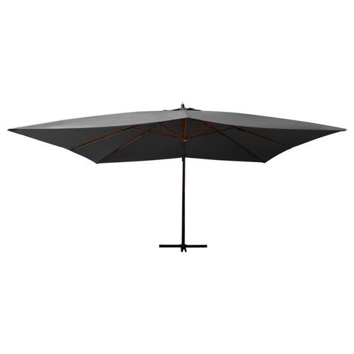 Hængeparasol med træstang 400x300 cm antracitgrå
