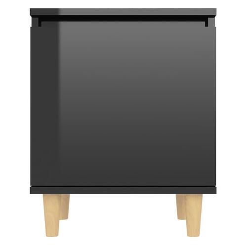 Sengeskab m. massive træben 40x30x50 cm sort højglans