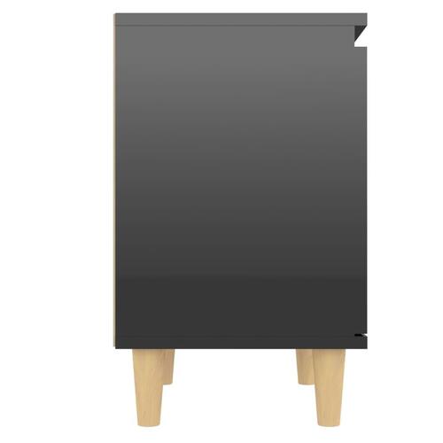 Sengeskab m. massive træben 40x30x50 cm sort højglans