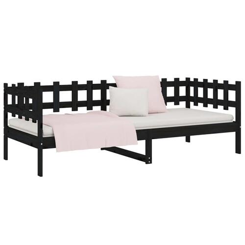 Daybed 90x200 cm massivt fyrretræ sort