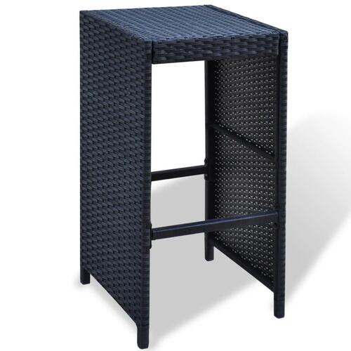 Havebarsæt 7 dele med hynder polyrattan sort