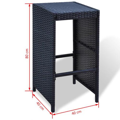 Havebarsæt 7 dele med hynder polyrattan sort